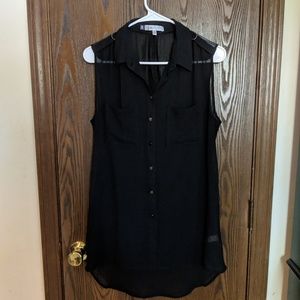 Sheer Button up Tank with lots of details